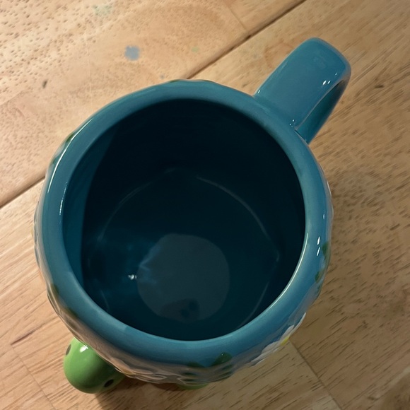 LANG Hand Painted Blue Turtle Mug with Floral Design, whimsical, Boho - Picture 4 of 5